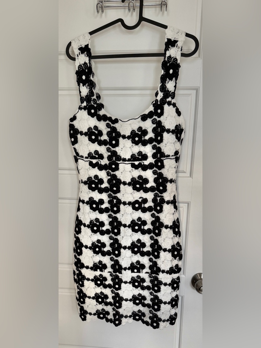 Avec Les Filles Black and White Floral Crochet Mini Dress - Picture 5 of 8